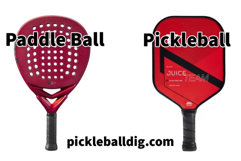 Paddle ball paddle next to a pickleball paddle